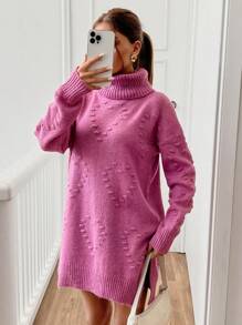 EURMUSE Thermal Lined Soft Turtleneck Pullover Women Sweater, Autumn/Winter New Design - Dusty Pink - View 7