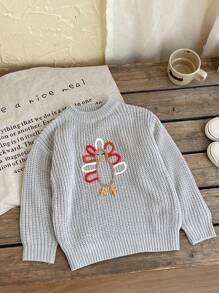 少女浅灰色刺绣套头衫，展现童真可爱个性，温暖时尚，宽松廓形，可内搭或外穿，适合学校活动、家庭聚会、户外活动等各种场合，轻松搭配时尚服装 - 淺灰色 - 查看 8