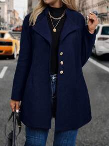 SHEIN Clasi 大码女式单排扣长袖优雅外套，秋冬