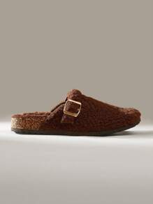Solecia Women's Solid Color Round Toe Fur Slippers Spring Shoes Spring Break Easter For Christmas - Coffee Brown - View 2