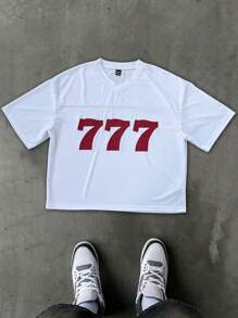 PAVTROS Manfinity Streetrush Men's Numeric Print Round Neck Short Sleeve Casual T-Shirt