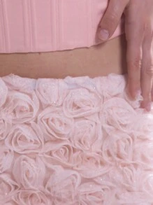 MUSERA Glitter Floral Applique Low Rise Mini Skirt Summer Y2k Fall Winter - Pink - View 5