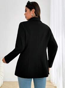 Calvaya Blazer vintage pour femmes en grande taille, à manches longues, en tricot jacquard texturé, noir, style city