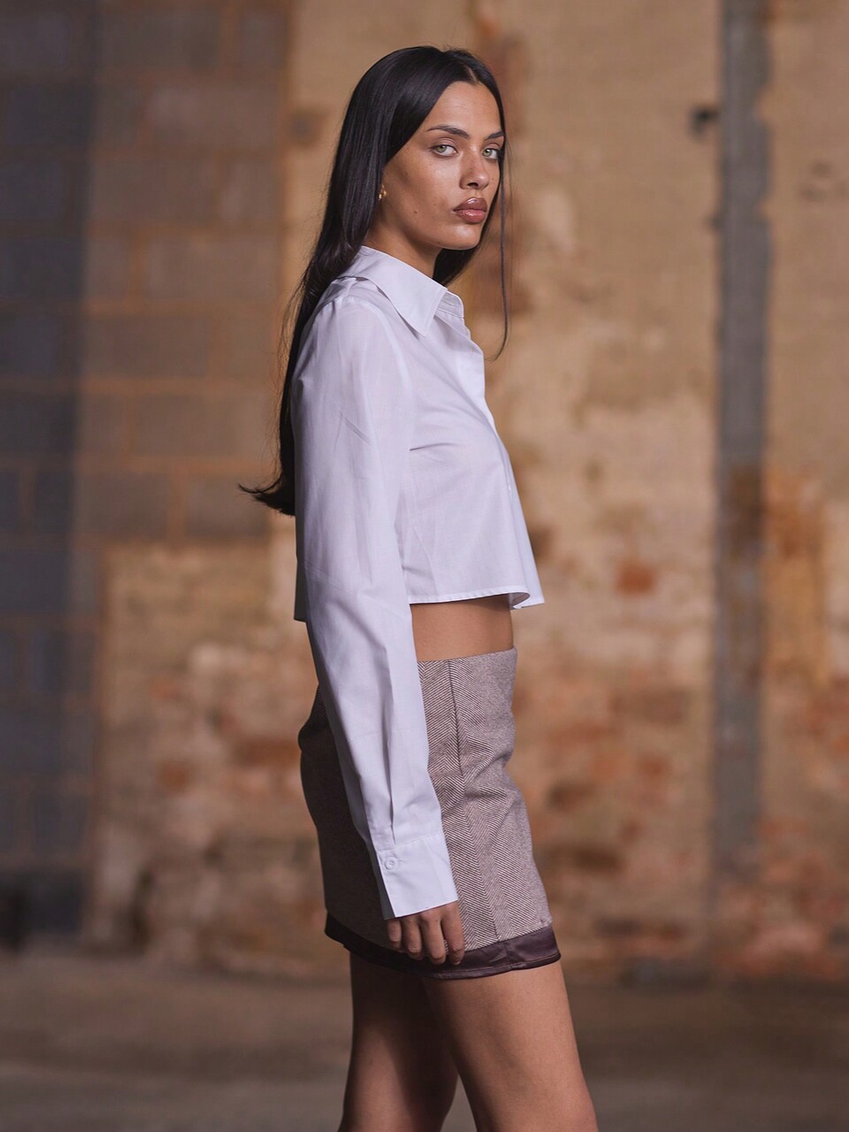 Cropped Button Up Collared ShirtVacation Spring Summer Elegant Holiday