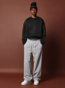 SUMWON 牛仔布双腰溜冰运动裤，带拉绳 - 灰色 - 查看 3