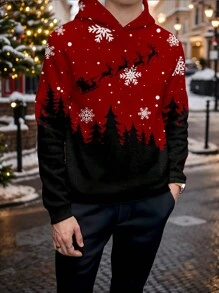 Manfinity Homme Standard Fit Front Pocket Hoodie Christmas Sweatshirt, Suitable For Family Party - Multicolor - View 5