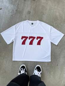 PAVTROS Manfinity Streetrush Men's Numeric Print Round Neck Short Sleeve Casual T-Shirt