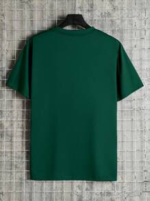 Manfinity Dauomo Men's Cartoon Printed Round Neck Short Sleeve T-shirt - Dark Green - View 2