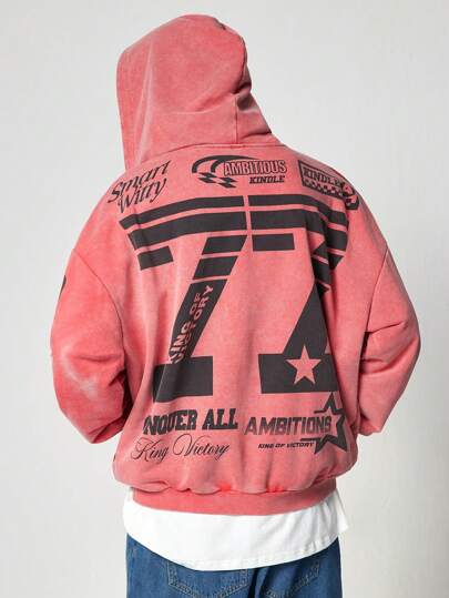 Street Life Sudadera desgastada corta para hombre, estilo streetwear