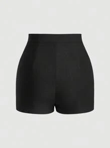 Firerie Women's Black High Waist Short Hot Pants,Summer Casual Hiking Spice Girls Shorts,Comfortable Stretch Fabric,Front Pocket Design,Elegant Holiday - Black - View 3