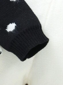 Conjunto de suéter informal con estampado de corazones lindo para bebé niña - Blanco y Negro - Ver 4