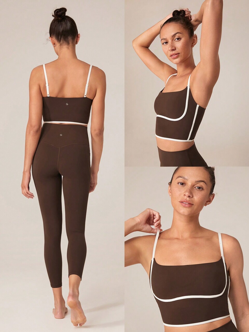 FeatherFit™ Two-Tone Scoop Neck Longline Sports Bra Low Impact Yoga Pilates Daily Spring Summer