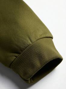 Manfinity Homme Men's Solid Color Stand Collar Long Sleeve Casual Pullover Sweatshirt - Army Green - View 3