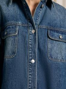 AiiRZ Oversized Denim Shirt - Blue - View 5