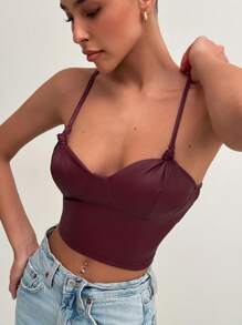 Aloruh Minimalistisches Camisole mit schmalen Trägern für Damen Einfarbig, lässige Alltagskleidung - Bordeaux - Übersicht 7