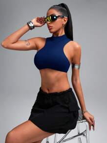 Innovista Curved Hem Sports Bra,Push Up Bra,Workout Tank Tops,Gym Workout & Daily Casual , Running, Cycling, Yoga,Festival - Navy Blue - View 9