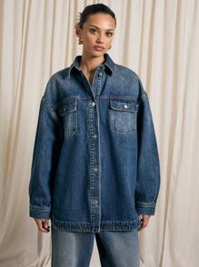 AiiRZ Oversized Denim Shirt - Blue - View 1