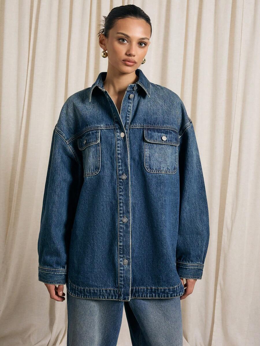 AiiRZ Oversized Denim Shirt - Blue - View 1