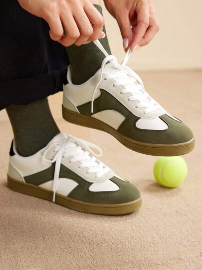 CUCCOO EASI 女士拼色拼接复古休闲运动鞋新年假期女鞋运动鞋