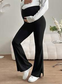 SHEIN Leggings largos de punto casuales de uso diario para embarazadas