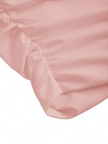 SHEIN 青少年女孩简约舒适褶皱弹性贴身休闲抹胸胸罩 - 粉色 - 查看 4