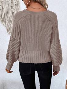 EMERY ROSE Raglan Sleeve Textured Knit Cardigan,Long Sleeve Tops Fall Winter Cloth For Women