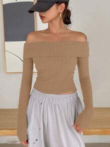 DAZY 女士荷叶边高领加厚 T 恤