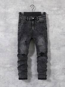 SHEIN Tween Boy Black Ripped Denim Jeans - Black - View 1