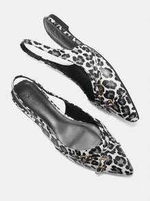 CUCCOO BIZCHIC Pre Fashion 女式尖头豹纹平底鞋 - 黑與白 - 查看 8