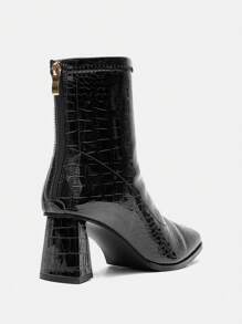 CUCCOO BIZCHIC Botas de tobillo de tacón alto de unicolor y elegante para mujer con cremallera, ideales para Año Nuevo y días festivos - Negro - Ver 6