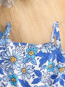 2pcs Young Girl Casual Front Button Closure Long Sleeve Top And Dress Set