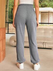 SHEIN Maternity Solid Color Casual Pants, Everyday Wear - Grey - View 2