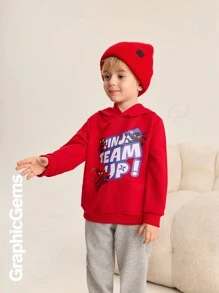 Jonge jongen (klein) Letter Print Eenvoudige Hoodie Sweatshirt