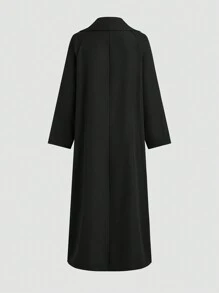 Chiquease Double-Breasted Solid Color Trench Coat - Black - View 2