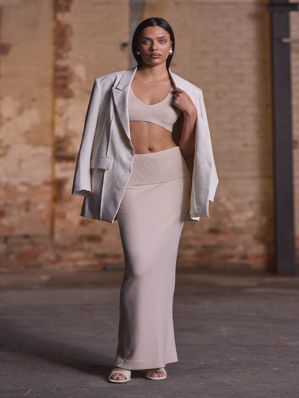 Fold Over Fishtail Maxi Knit Skirt Winter Elegant
