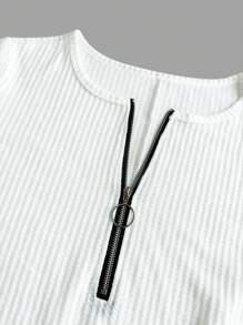 INAWLY Plus Half Zip Waffle Knit Tee