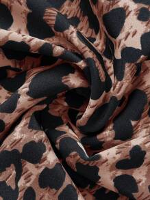 SHEIN VCAY 大码豹纹系带开衩下摆休闲半身裙