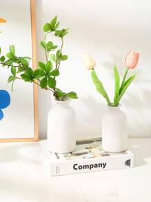 SHEIN 1 件花瓶，陶瓷花瓶餐桌装饰婚礼装饰北欧家居客厅装饰花瓶，现代装饰花瓶适用于乡村家居装饰，现代农舍装饰，家居装饰，花瓶，中心装饰，桌面装饰，派对装饰，圣诞装饰（两种尺寸可选）圣诞节适合节日送礼 - 白色 - 查看 4