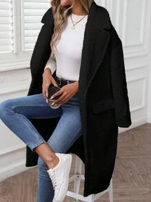 SHEIN LUNE Women's Casual Solid Color Thermal Lined Thicken Jacket, Everyday Basic Outerwear For Autumn/Winter