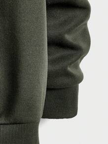 RueChic 100%Cotton Men's Basic Style Back Poster Pattern Print Sweatshirt - Army Green - View 3