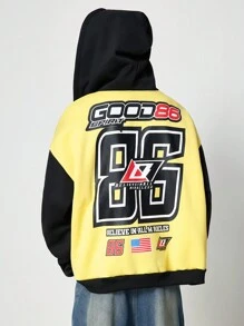 ROMWE MEN Street Life Sudadera con capucha de bloque de color abierto para hombres, ropa de calle