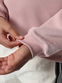 SUMWON Classic Oversized Pullover Crewneck Sweatshirt Cozy Winter Wear Casual Daily Streetwear Athleisure Youth Teen Sport Essential - Pink - View 6