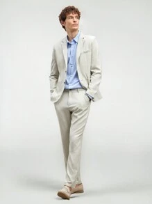 Manfinity VCAY Men's 2pcs Woven Long Sleeve Slim Fit Casual Suit Set