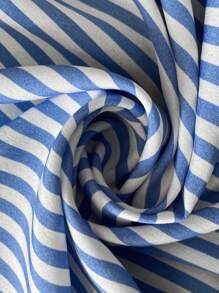 Calvaya Plus Size Women's Button Front Long Sleeve Striped Color Block Casual Shirt Fall Cloth For Women - Blue and White - View 7