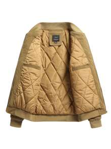 Manfinity Sport Corelite Boyfriend Style Men's Casual Solid Color Letter Print Padded Coat,