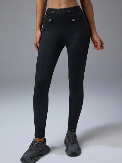 Hanevo 女士腰部纽扣设计运动紧身裤