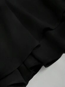 Sweetra Women's Solid Color Spaghetti Strap Simple Casual Dress, For Daily Wear Mini Short Women Outfit - Black - View 4