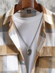 Manfinity Homme Men's Plaid Print Utility Pocket Casual Jacket, Autumn/Winter - Multicolor - View 4