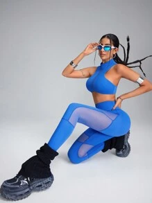 Innovista Damen Lässig Sportanzug mit Stehkragen ärmelloses Top und Hose