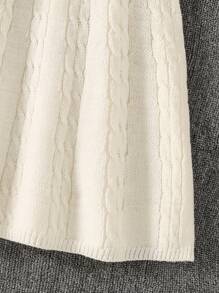 SHEIN 复古粗针织圆领修身蝴蝶结 A 字形长袖毛衣裙，适合少女，适合户外休闲、秋冬季